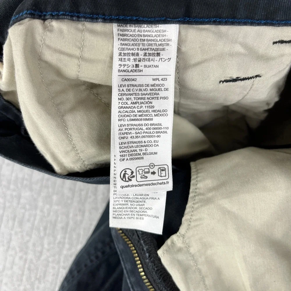 Levis XX Chino Pants‎ Men 33x34 Fits 34x31.5 Black Standard Taper Stretch Twill
